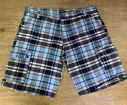 Bermuda Plus Size Masculina Sarja Xadrez Bolso Cargo Algodão com Elastano Extra Grande