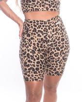 Bermuda poliamida estampada com bolso onça