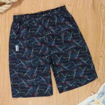 Bermuda Praia Bolso Esqueleto Dino Preto Juvenil