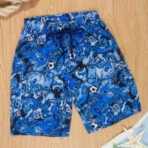 Bermuda Praia Infantil Bolsinho Street Art Royalblue Menino Bermuda Praia Infantil Bolsinho Street Art Royalblue Menino