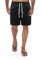Bermuda Praia Masculina Tactel Preta Com Cordão Branco