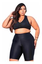 Bermuda Preta Plus Size Feminina Cirrê 3d Levanta Bumbum Bermuda Preta Plus Size Feminina Cirrê 3d Levanta Bumbum