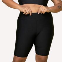 Bermuda Preta Shorts Feminino Moda Plus Size Suplex Academia Fitness - Wild Store