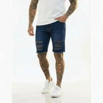 Bermuda Rasgada Masculina Sarja Slim Curta Bermuda Rasgada Masculina Sarja Slim Curta