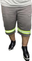 Bermuda REFORÇADA Plus Size de Brim Faixa Refletivo Uniforme Profissional de Trabalho Sinalização Para Industria Pedreiro Eletricista Soldador