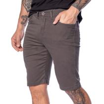 Bermuda Sarja Masculina Preston Reta Cinza Escuro