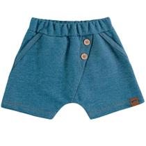 Bermuda saruel jeans fleece com botão