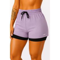 Bermuda Short 2 em 1 Feminino Dryfit Treino Academia Esporte Corrida Casual Bolso