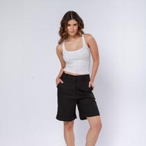 Bermuda Short Alfaiataria Feminina Moda Social Linho