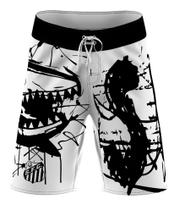 Bermuda Short do Santos Peixe Tactel Elastano - Peixe Devorador - Oficial