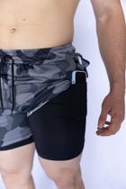 Bermuda short duplo tactel com fundo para corrida e academia