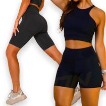 Bermuda Short Fitness Leg Legging Cintura Alta Treino 151