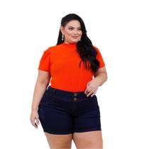Bermuda Short Jeans Com Lycra Pedalete Plus Size Feminino