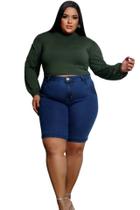 Bermuda Short Jeans Feminino Pedal Plus Size Elastano do 44 ao 54