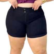 Bermuda Short Jeans Lycra Meia coxa Plus Size Feminino Modelo Curve Preto 46 ao 64