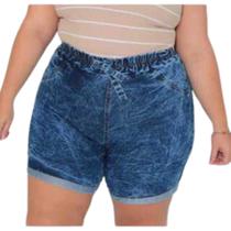Bermuda Short Jeans Plus Size Elastano Cós Alto Bermuda Short Jeans Plus Size Elastano Cós Alto