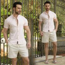 Bermuda Short Masculino Casual Resort Bege Crú - Conquest