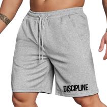 Bermuda Short Masculino Fitness Moletinho Estamp Discipline Academia Treino Confortável Elástico Com