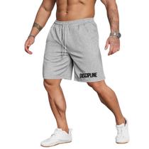 Bermuda Short Masculino Fitness Moletinho Estamp Discipline Academia Treino Confortável Elástico Com