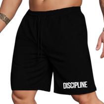Bermuda Short Masculino Fitness Moletinho Estamp Discipline Academia Treino Confortável Elástico Com