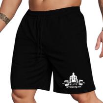 Bermuda Short Masculino Fitness Moletinho Estamp Elite Strenght Academia Treino Confortável Elástico