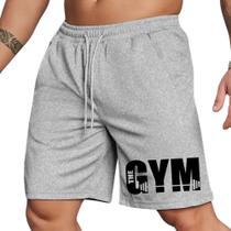 Bermuda Short Masculino Fitness Moletinho Estamp The Gym Academia Treino Confortável Elástico Com Bo