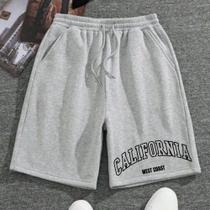 Bermuda Short Masculino Street Wear Modinha Moletinho Estamp California West Coast Confortável Elást