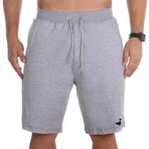 Bermuda Short Moletom Algodão Masculino Bolsos Laterais e Traseiro Fecho Cordão Ajustavel