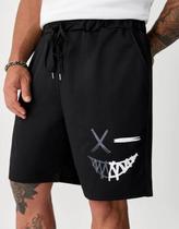 Bermuda Short Moletom Preto Sorriso Confortavel Masculino Bermuda Short Moletom Preto Sorriso Confortavel Masculino