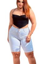 Bermuda Short Pedal Preto e Branco Feminino Plus Size com Elastano do 44 ao 54 Bermuda Short Pedal Preto e Branco Feminino Plus Size com Elastano do 44 ao 54
