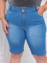 Bermuda Short Taiga Jeans Feminino Plus Size Cintura Alta Clara Lycra/Elastano