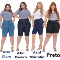 Bermuda Short Taiga Jeans Feminino Plus Size Cintura Alta Lycra/Elastano