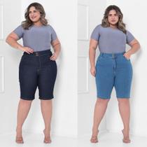 Bermuda Short Taiga Jeans Feminino Plus Size Cintura Alta Lycra/Elastano