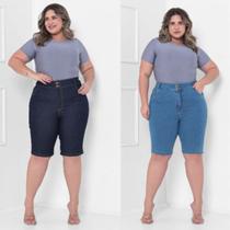 Bermuda Short Taiga Jeans Feminino Plus Size Cintura Alta Lycra/Elastano