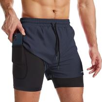 Bermuda Shorts 2 em 1 Masculino Academia Dryfit Elastano Treino Esporte Bermuda Shorts 2 em 1 Masculino Academia Dryfit Elastano Treino Esporte