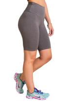 Bermuda Shorts Cinza Fitness Feminina Suplex Cintura Alta Bermuda Shorts Cinza Fitness Feminina Suplex Cintura Alta