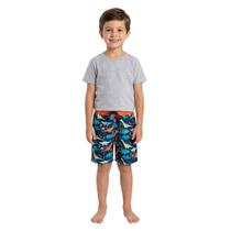 Bermuda Shorts Dinossauro Infantil Estampado Kids Tip Top - Azul Marinho - 4 Bermuda Shorts Dinossauro Infantil Estampado Kids Tip Top - Azul Marinho - 4