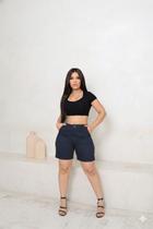 Bermuda shorts Feminino meia coxa em sarja super confortável com bolsos - 40 Bermuda shorts Feminino meia coxa em sarja super confortável com bolsos - 40