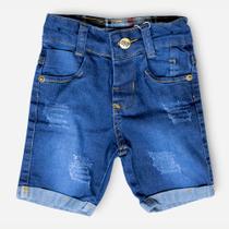 Bermuda Shorts Jeans Infantil Masculino Claro Elastano 1 a 3 Anos