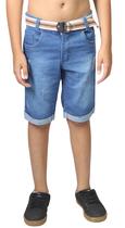 Bermuda Shorts Jeans Infantil Menino Com Regulador