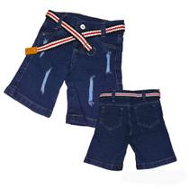 Bermuda Shorts Jeans Kit 2 Un. Infantil Cinto 2 A 8 Anos
