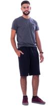 Bermuda Shorts Masculina Moletom Preto Lisa Casual