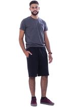 Bermuda Shorts Masculina Moletom Preto Lisa Casual gg