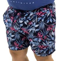 Bermuda Shorts Masculino Plus Size Floral Aishty Azul