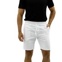 Bermuda Shorts Masculino Sarja Estilo Mauricinho Com Elástico e Cordão