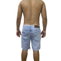 Bermuda Shorts Rasgada Curta Com Cordão - Jeans Claro - Polo Attack