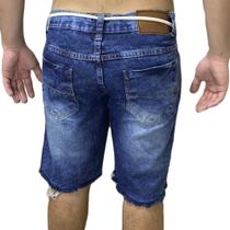 Bermuda Shorts Rasgada Curta Com Cordão - Jeans Médio - Polo Attack