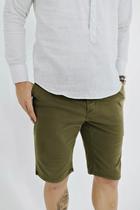 Bermuda Slim Fit Sarja Color Verde Militar - RAFFER