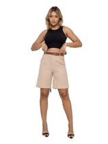 Bermuda Social Feminina em Duna com Cinto e Bolsos -SH-0015