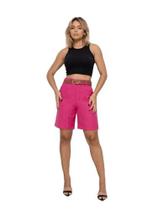 Bermuda Social Feminina em Duna com Cinto e Bolsos -SH-0015